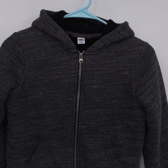 Old Navy Kids Hooded Front Pocket Full Zip Fleece Lined Sweatshirt Gray Small 6 - Picture 3 of 8